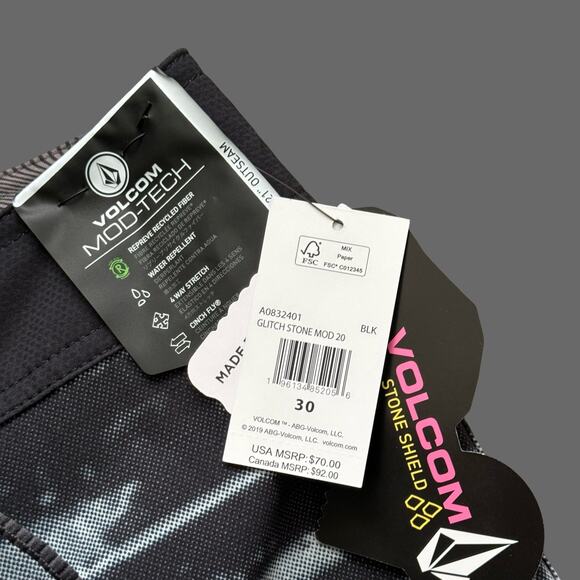 Volcom Glitch Stone Mod 20" Mens Boardshorts Black Size 30 NWT - Picture 3 of 7